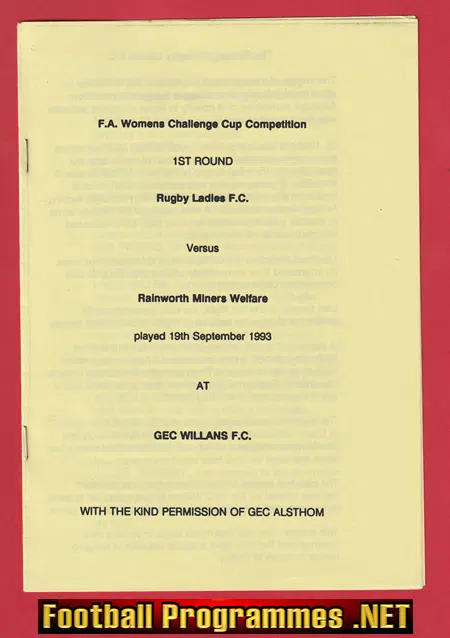 Rugby Ladies v Rainworth Miners Welfare 1993 - Womens Football