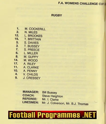 Rugby Ladies v Rainworth Miners Welfare 1993 - Womens Football