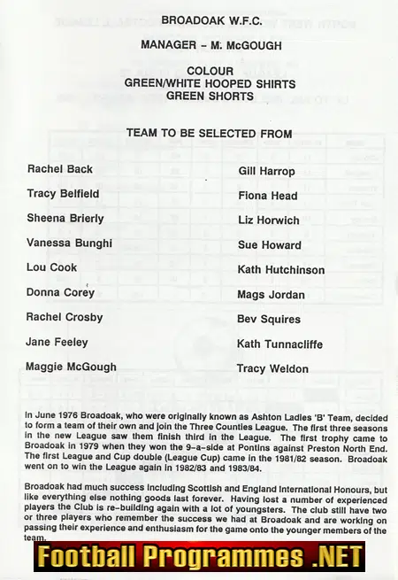 Runcorn Ladies v Broadoak 1992 - Womens Football