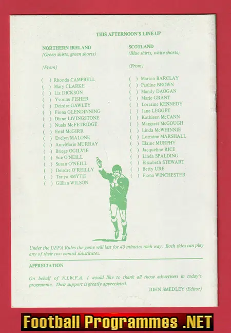 Northern Ireland Ladies v Scotland 1985 - Womens Football Belfast