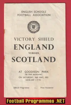 England v Scotland 1955 - Goodison Park Everton Schoolboys