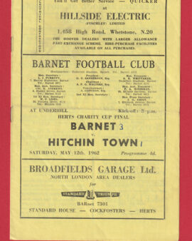 Barnet v Hitchin Town 1962 – Herts Charity Cup Final