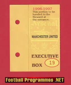 Manchester United Executive Ticket 1996 – 1997