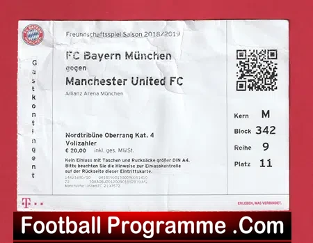 Bayern Munich v Manchester United 2018 – Match Ticket Germany