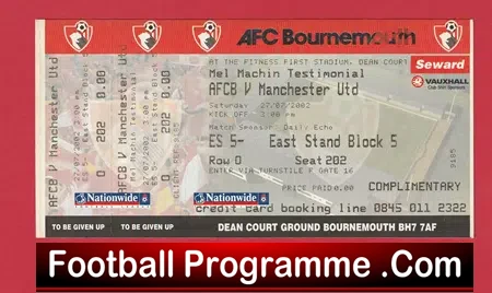 Bournemouth v Manchester United 2002 – Match Ticket