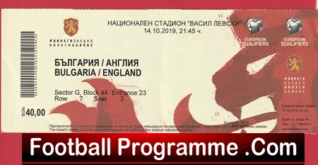 Bulgaria v England 2019 – Football Ticket