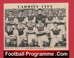 Cardiff City 1953 - 1954 - Multi Signed Autographed Sheet - football programme