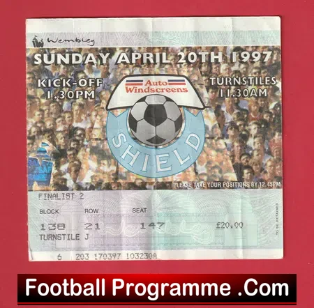 Carlisle United v Colchester United 1997 – Ticket Shield Cup Final Wembley
