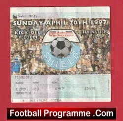 Carlisle United v Colchester United 1997 – Ticket Shield Cup Final Wembley