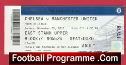 Chelsea v Manchester United 2017 - Match Ticket - football memorabilia