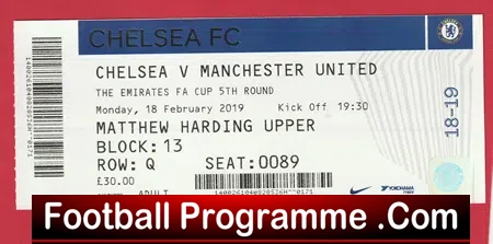 Chelsea v Manchester United 2019 – Football Match Ticket