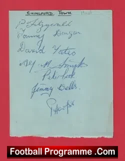 Chingford Town FC Multi Autographed Signed Sheet 1940s - football programme