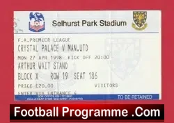 Crystal Palace v Manchester United 1998 – Football Ticket