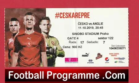 Czech Republic v England 2019 – Football Ticket