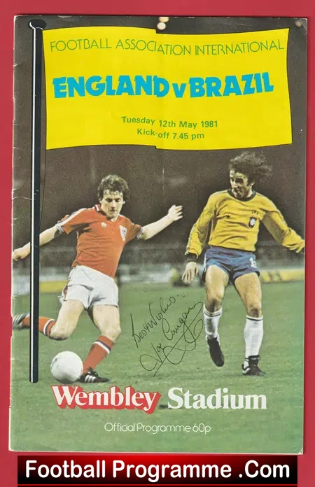 England v Brazil 1981 – Signed Autograph Joe Corrigan Goalie