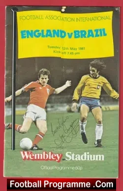 England v Brazil 1981 – Signed Autograph Joe Corrigan Goalie