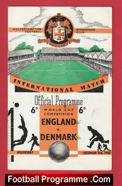 England v Denmark 1956 - Busby Babes + Duncan Edwards - football programme