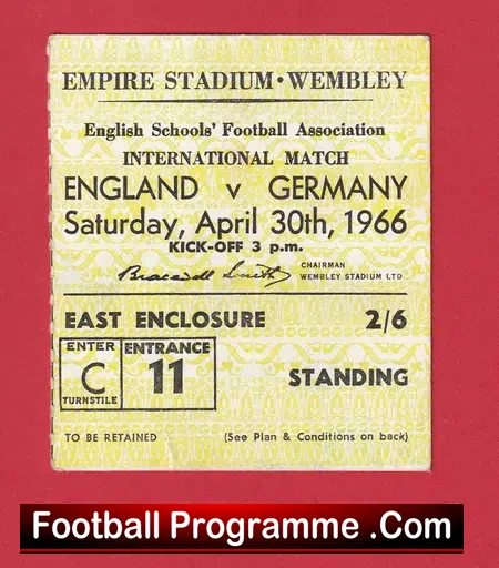 England v Germany 1966 – Football Ticket Schoolboys