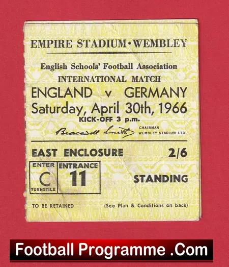 England v Germany 1966 – Football Ticket School Boys
