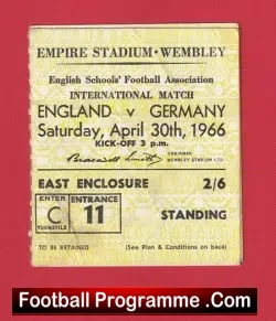 England v Germany 1966 – Football Ticket School Boys