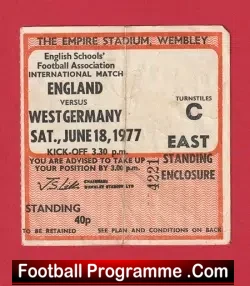 England v Germany 1977 – Football Ticket