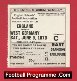 England v Germany 1979 – Ticket Schoolboys Match