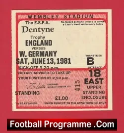 England v Germany 1981 – Schoolboys Football Ticket