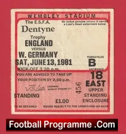 England v Germany 1981 – Schoolboys Football Tickets
