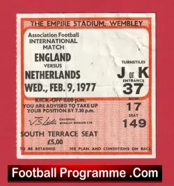 England v Netherlands 1977 – Football Ticket