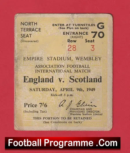England v Scotland 1949 – Football Ticket