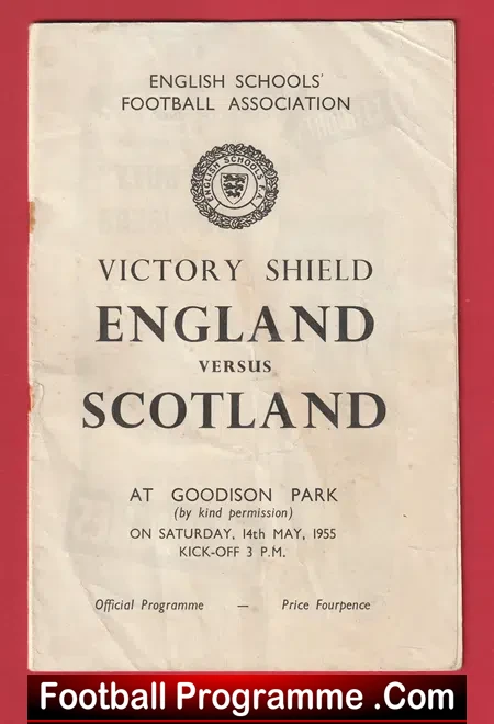England v Scotland 1955 – Goodison Park Everton Schoolboys