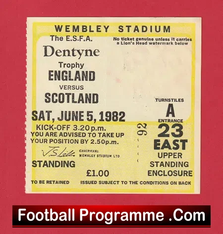 England v Scotland 1982 – School Boy Football Tickets