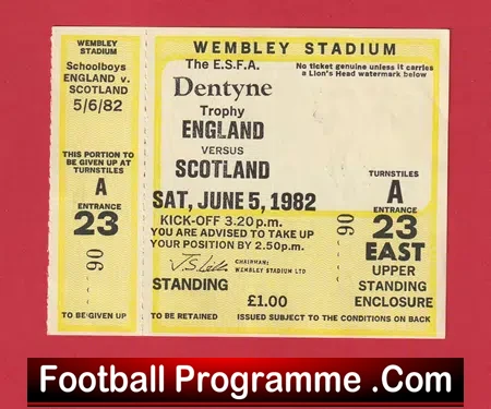 England v Scotland 1982 – School Boys Football Ticket