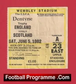 England v Scotland 1982 – School Boys Football Match Tickets