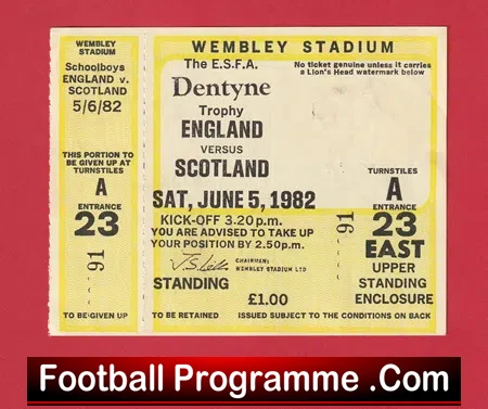 England v Scotland 1982 – Schoolboys Football Ticket