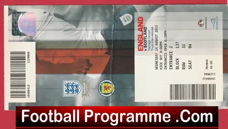 England v Scotland 2013 – Football Ticket
