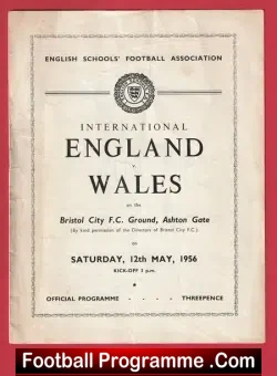 England v Wales 1956 – Schoolboys Match Ashton Gate Bristol
