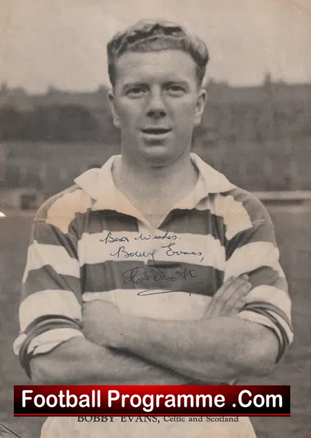 Glasgow Celtic Bobby Evans Autograph Signed Picture 1940s