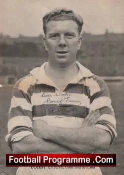 Glasgow Celtic Bobby Evans Autograph Signed Picture 1940s - football memorabilia