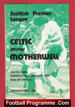 Glasgow Celtic v Motherwell 1978 - Multi Signed Autographed - football programme