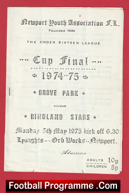 Grove Park v Ringland Stars 1975 – Youth Cup Final Newport