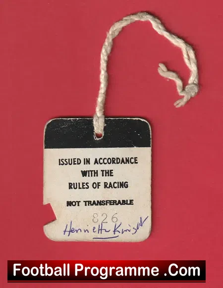 Henrietta Knight Thoroughbred Racehorse Trainer Signed Cheltenham Badge