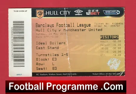 Hull City v Manchester United 2015 – Football Ticket