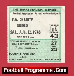 Ipswich Town v Nottingham Forest 1978 – Charity Shield Ticket