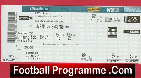 Japan v England 2010 – Football Ticket
