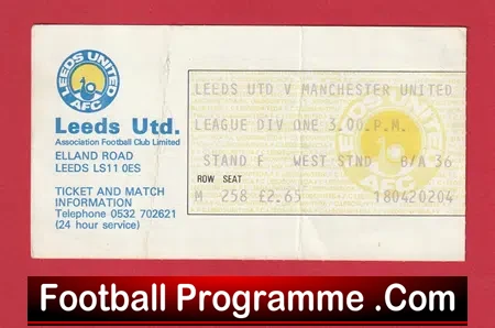 Leeds United v Manchester United 1970’s – Football Ticket