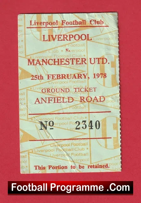 Liverpool v Manchester United 1978 – Football Ticket