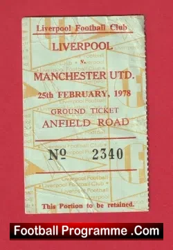 Liverpool v Manchester United 1978 – Football Ticket