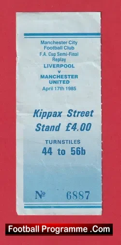 Liverpool v Manchester United 1985 – Ticket Semi Final Replay Man City