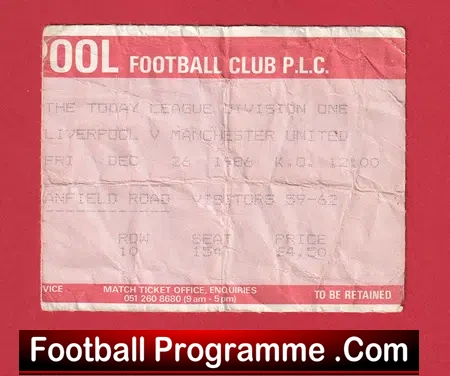 Liverpool v Manchester United 1986 – Football Ticket